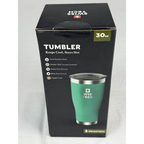 Swiss Tech Tumbler 30‎ oz. Green Double Wall Vacuum Insulated Stainless Steel - Picture 2 of 4